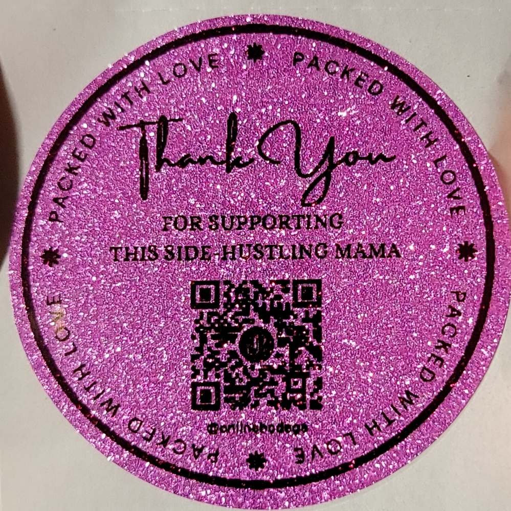 100 Ct 2in Glitter Pink Poshmark QR Sticker Customized To Your Closet